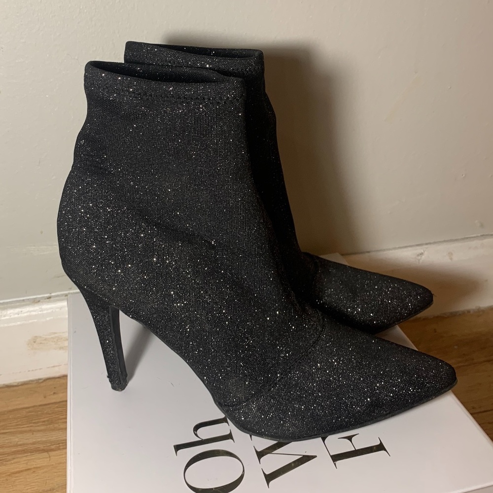 Black Sparkly Ankle Booties